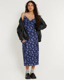 image of Kalana Printed Midi Dress in Pretty Floral Navy