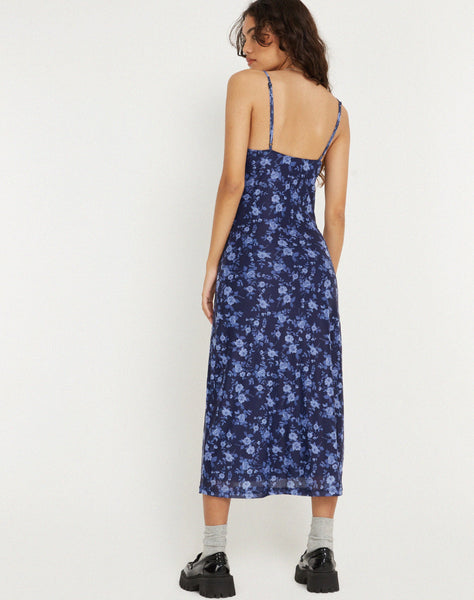 image of Kalana Printed Midi Dress in Pretty Floral Navy