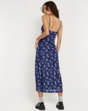 image of Kalana Printed Midi Dress in Pretty Floral Navy