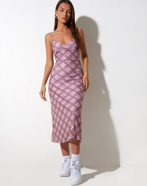 IMAGE OF Kalana Maxi Dress in Pink Blurred Check