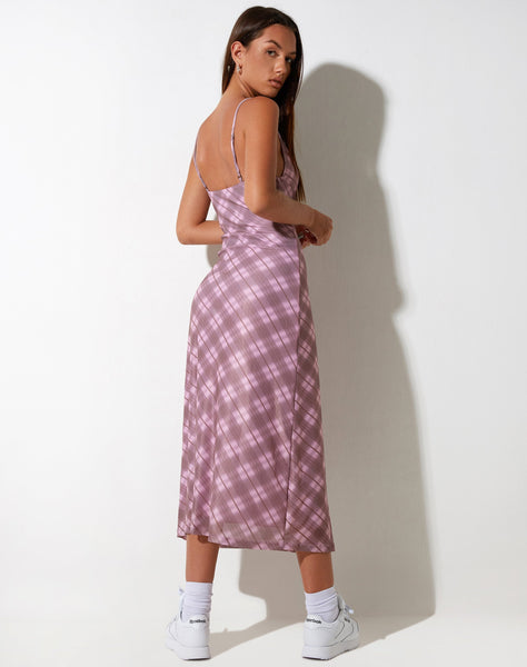 IMAGE OF Kalana Maxi Dress in Pink Blurred Check