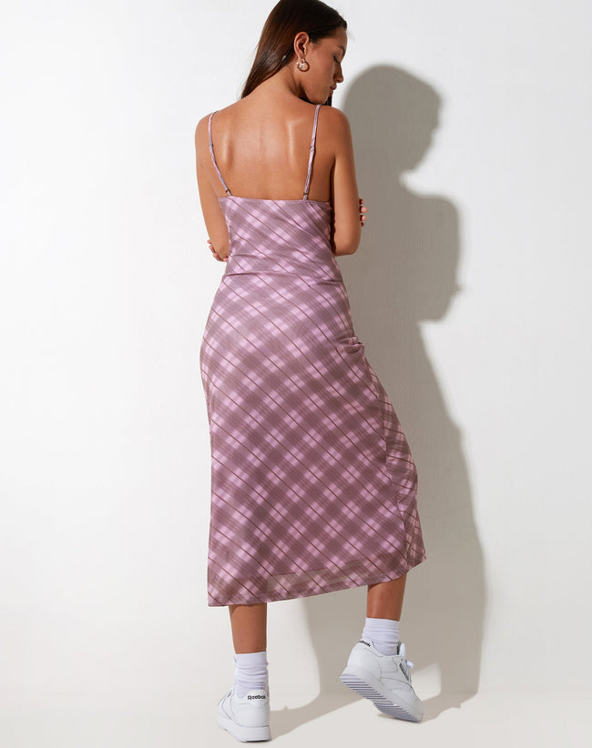 IMAGE OF Kalana Maxi Dress in Pink Blurred Check