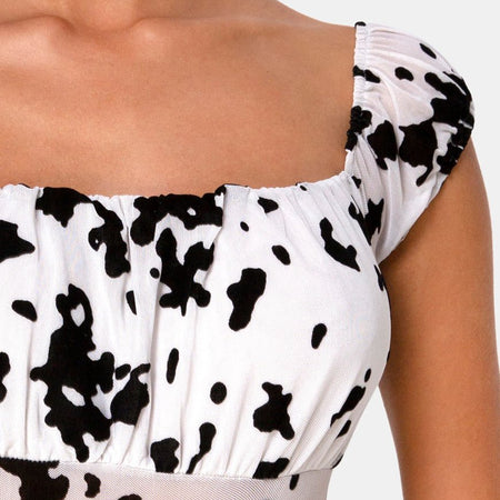 Kalina Bodice in Flock Dalmatian Black and White