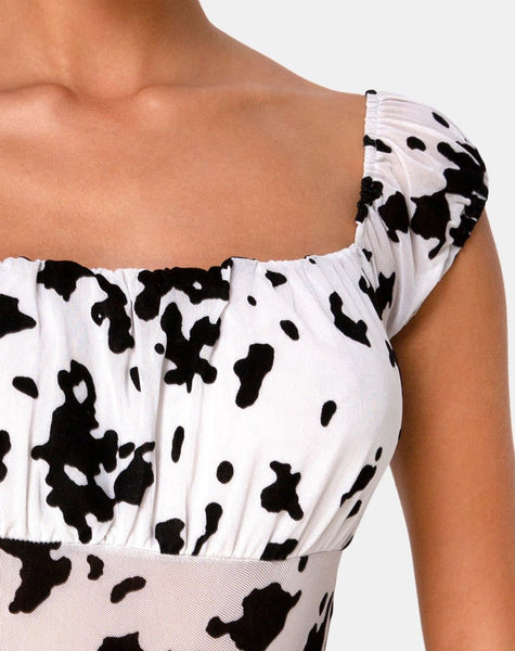 Kalina Bodice in Flock Dalmatian Black and White