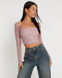 image of Kalisha Long Sleeve Top in Spring Rose Dusty Pink