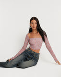 image of Kalisha Long Sleeve Top in Spring Rose Dusty Pink