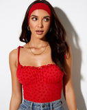 Kalos Cami Top in Red Mesh Red Heart Flock