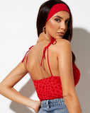 Kalos Cami Top in Red Mesh Red Heart Flock