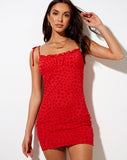 Image of Kalosa Mini Dress in Red Mesh Red Heart Flock