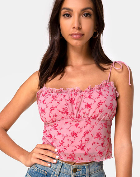 Hemary Crop Top in Floral Fun Pink