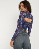 image of Kalula Printed Long Sleeve Top in Pretty Floral Navy