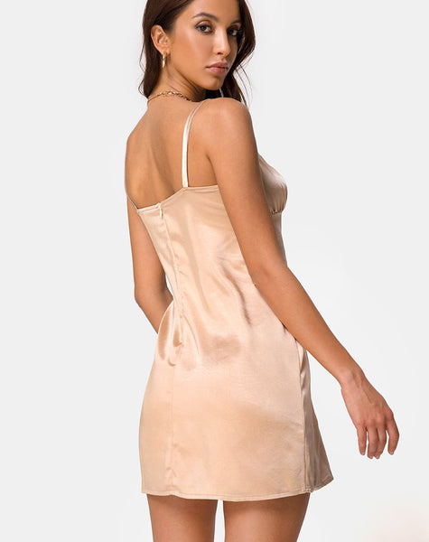 Kamalia Slip Dress in Satin Champagne