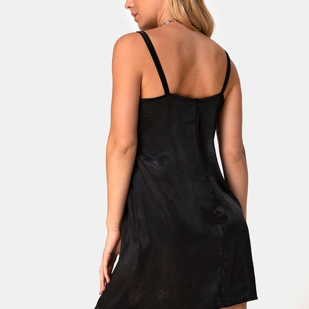 Kamalia Slip Dress in Satin Black