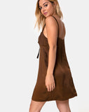 Kamalia Slip Dress in Satin Brown