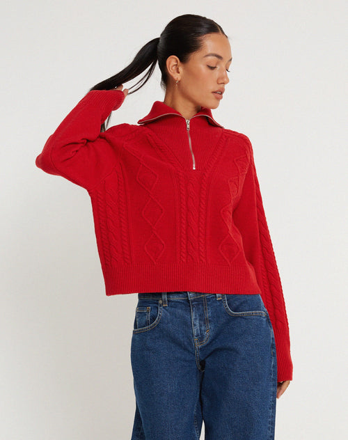 image of Kamuja Knitted Jumper in Red