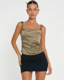 IMAGE OF Kanaya Top in Satin Dark OliveKanaya Top in Satin Dark Olive