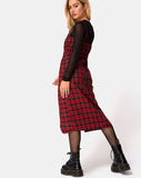 Kaoya Midi Dress in Check Red and Black