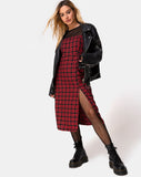 Kaoya Midi Dress in Check Red and Black