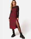 Kaoya Midi Dress in Check Red and Black