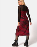 Kaoya Midi Dress in Check Red and Black