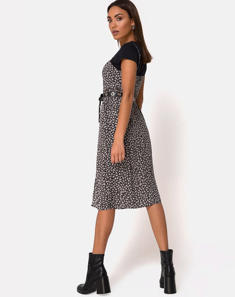 Kaoya Midi Dress in Ditsy Rose Black