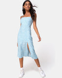 Image of Kaoya Midi Dress in Ditsy Rose Blue