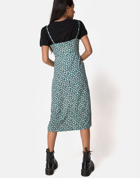 Kaoya Midi Dress in Floral Bloom Green