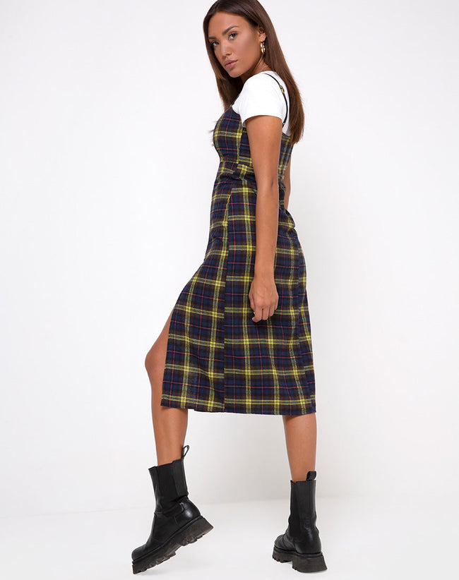 Image of Kaoya Dress in Plaid Brown Yellow Check