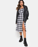 Kaoya Dress in Plaid Black White