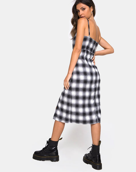 Kaoya Dress in Plaid Black White