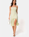 Kaoya Midi Dress in Sage Check