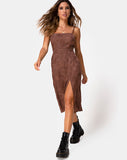 Image of Kaoya Midi Dress in Satin Rose Chocolate