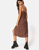 Image of Kaoya Midi Dress in Satin Rose Chocolate