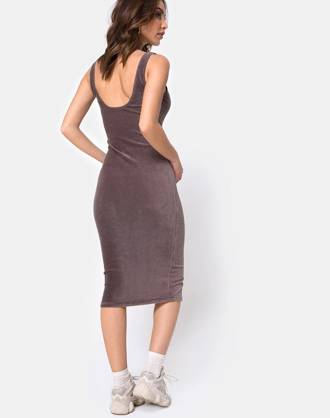 Kardie Bodycon Dress in Mocha Velvet Rib