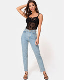 Karmin Bodice in Mesh Black Butterfly Flock