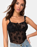 Karmin Bodice in Mesh Black Butterfly Flock