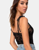 Karmin Bodice in Mesh Black Butterfly Flock