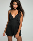 Katsma Strappy Playsuit in Satin Black