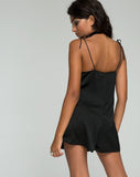 Katsma Strappy Playsuit in Satin Black