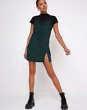 Katya Mini Dress in 90's Zebra Forest Green