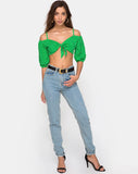 Kavon Crop Top in Green Diana Dot