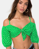 Kavon Crop Top in Green Diana Dot