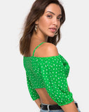 Kavon Crop Top in Green Diana Dot