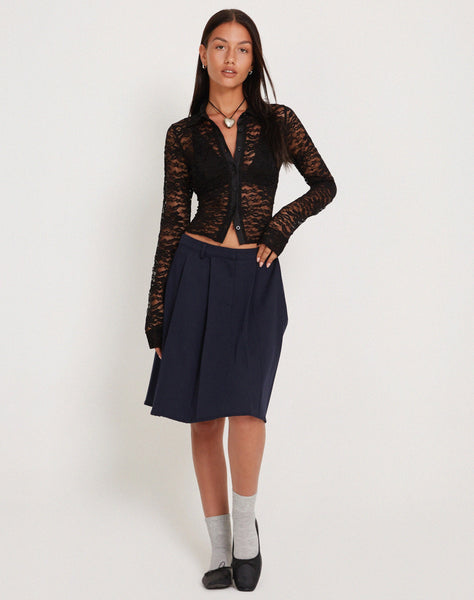 image of Kawai Button Up Top in Lace Black