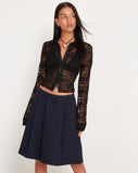 image of Kawai Button Up Top in Lace Black