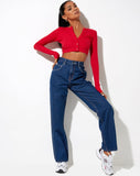 Image of Kaya Crop Top in Rib Racing Red