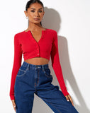 Image of Kaya Crop Top in Rib Racing Red