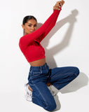 Image of Kaya Crop Top in Rib Racing Red