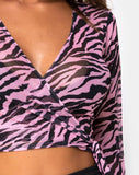 Kayak Wrap Top in Blush Zebra Mesh