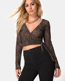 Kayak Wrap Top in Rar Leopard Flock Mesh